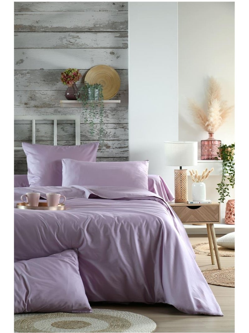 Drap housse percale en coton nuage Parme - Kiabi
