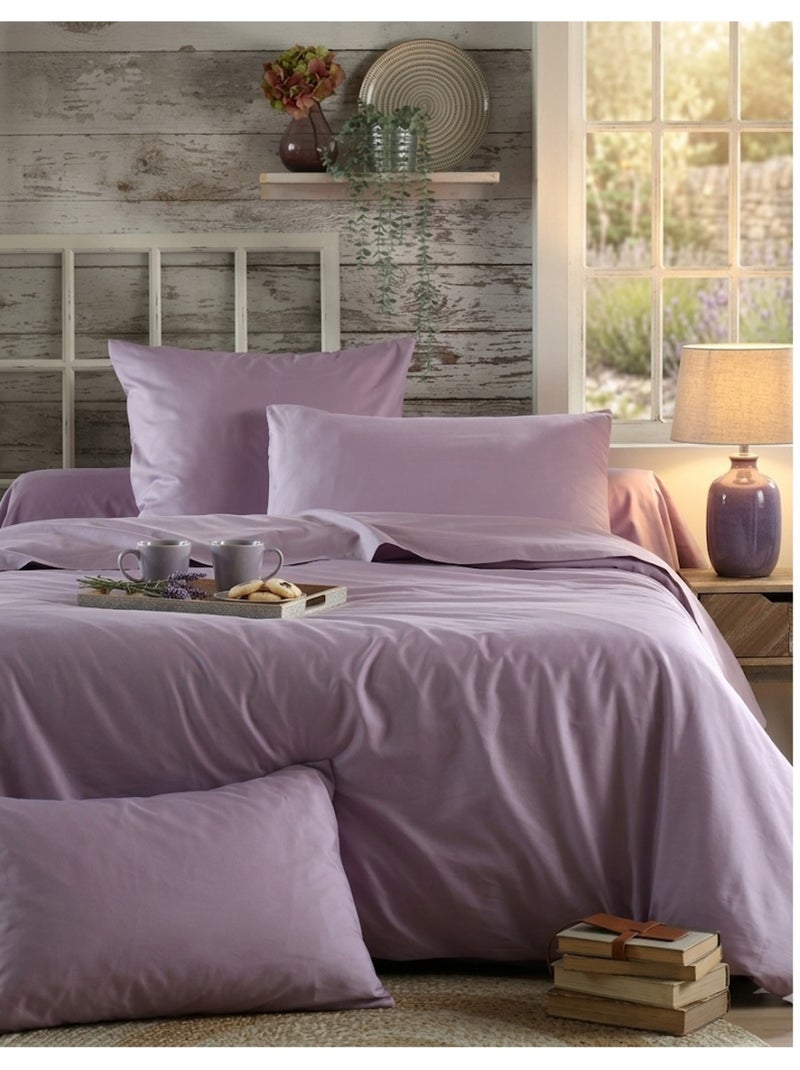 Drap housse percale en coton nuage Parme - Kiabi