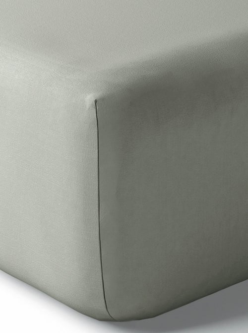 Drap housse percale "Julian" avec bonnet 35 cm toutes dimensions Coton Pur - Julian Ardoise - 90 x 1 - Kiabi