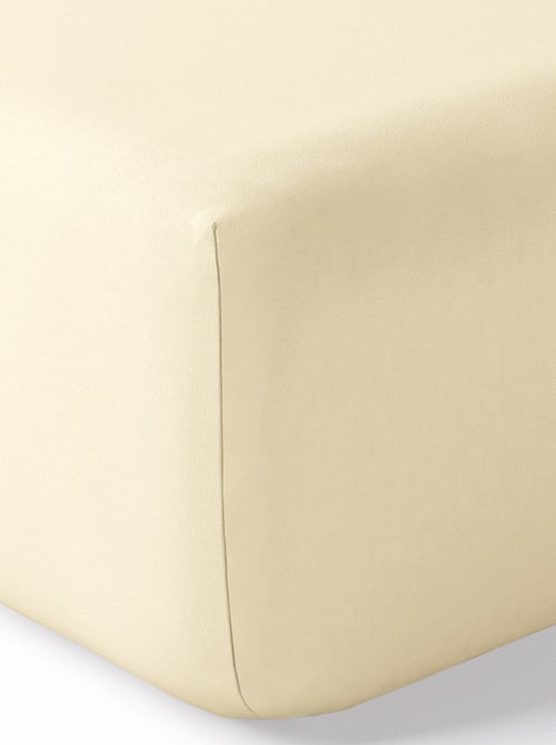 Drap housse percale "Julian" avec bonnet 35 cm toutes dimensions Coton Pur - Julian Ivoire - 90 x 19 - Kiabi