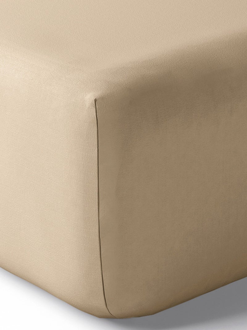 Drap housse percale "Julian" avec bonnet 35 cm toutes dimensions Coton Pur - Julian Lin - 160 x 200 Beige - Kiabi
