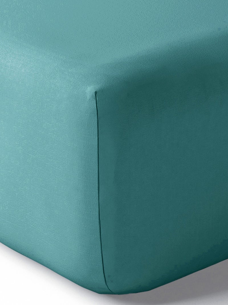 Drap housse percale "Julian" avec bonnet 35 cm toutes dimensions Coton Pur - Julian Paon - 180 x 200 Bleu turquoise - Kiabi