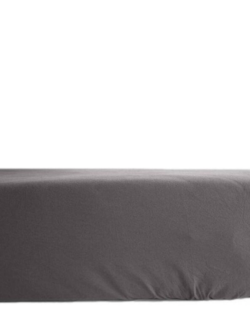 Drap housse percale pur coton peigné longues fibres 80 fils/cm² avec bonnet de 35 cm Vent du sud - A Gris foncé - Kiabi