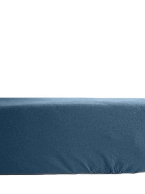 Drap housse percale pur coton peigné longues fibres 80 fils/cm² avec bonnet de 35 cm Vent du sud - M - Kiabi