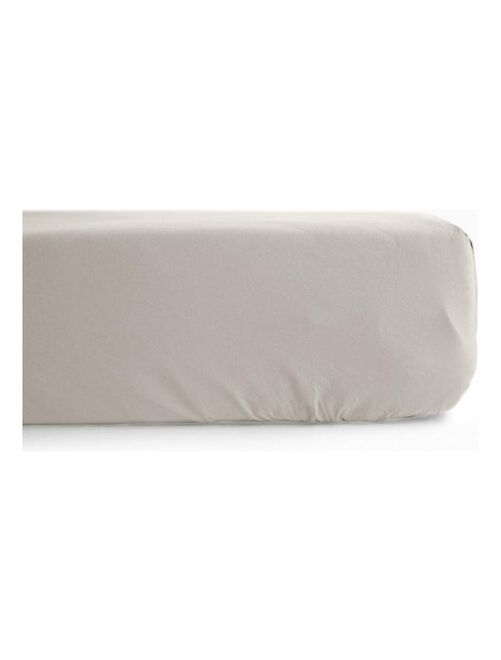 Drap housse percale pur coton peigné longues fibres 80 fils/cm² avec bonnet de 35 cm Vent du sud - Kiabi