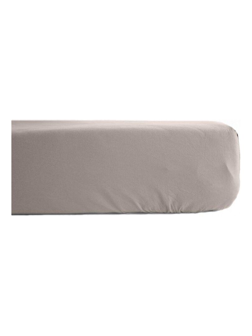 Drap housse percale pur coton peigné longues fibres 80 fils/cm² avec bonnet de 35 cm Vent du sud Beige - Kiabi