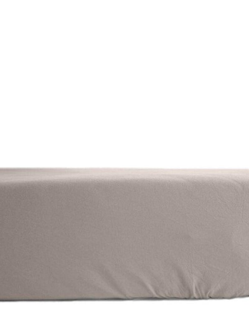 Drap housse percale pur coton peigné longues fibres 80 fils/cm² avec bonnet de 35 cm Vent du sud Beige - Kiabi