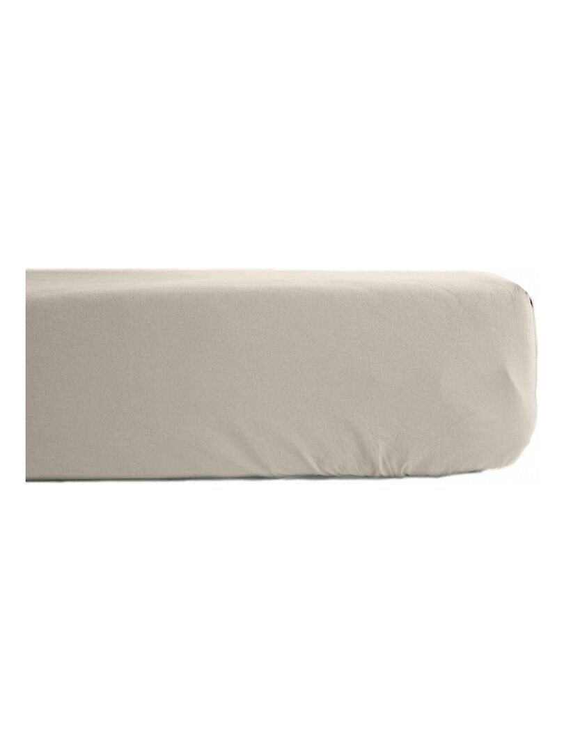 Drap housse percale pur coton peigné longues fibres 80 fils/cm² avec bonnet de 35 cm Vent du sud Blanc cassé - Kiabi