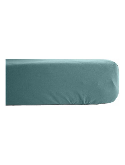 Drap housse percale pur coton peigné longues fibres 80 fils/cm² avec bonnet de 35 cm Vent du sud - Kiabi