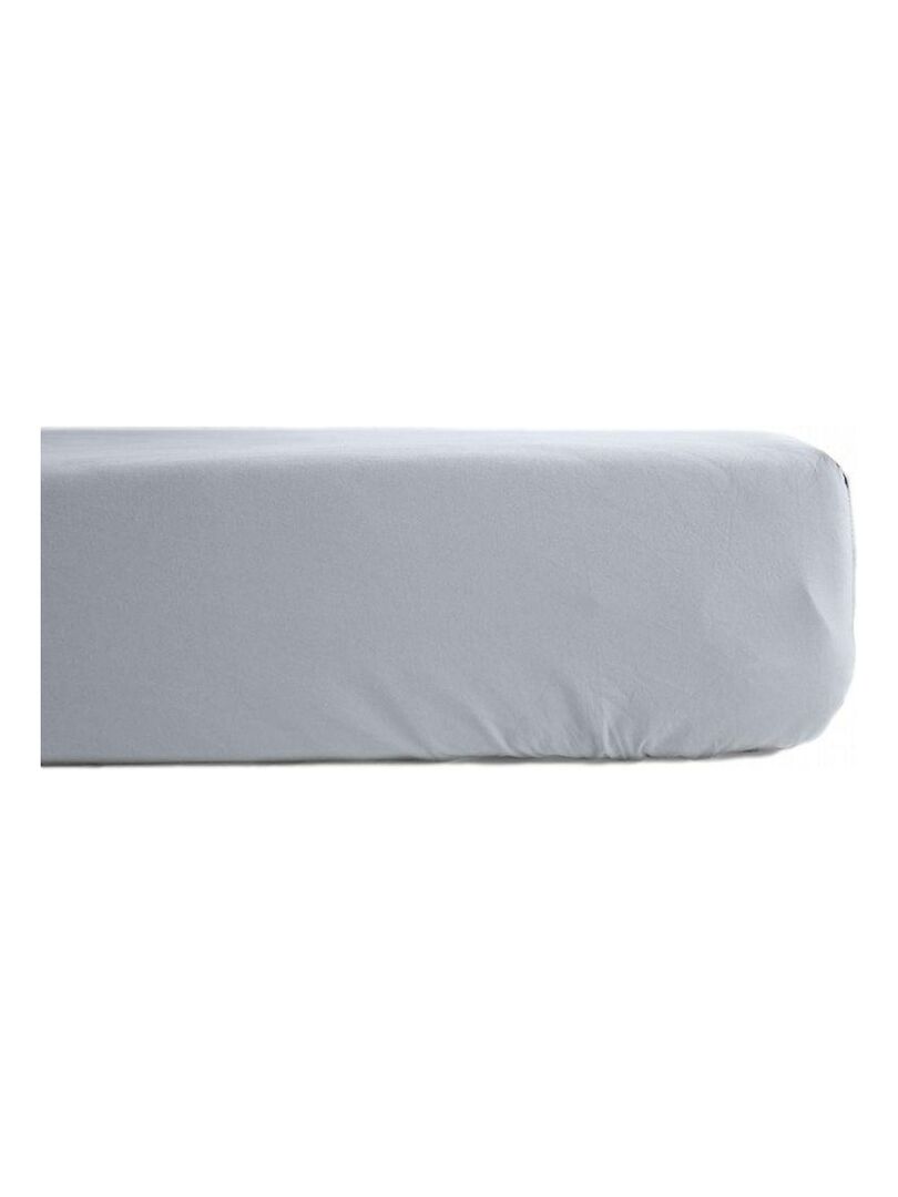 Drap housse percale pur coton peigné longues fibres 80 fils/cm² avec bonnet de 35 cm Vent du sud Ecru - Kiabi