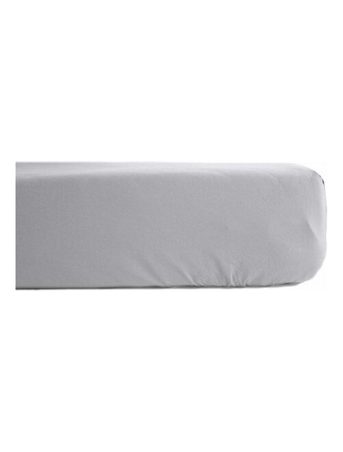 Drap housse percale pur coton peigné longues fibres 80 fils/cm² avec bonnet de 35 cm Vent du sud - Kiabi