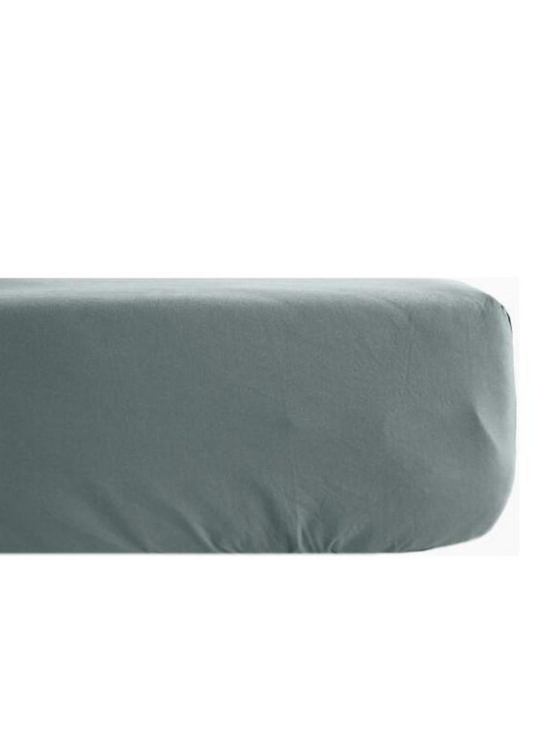 Drap housse percale pur coton peigné longues fibres 80 fils/cm² avec bonnet de 35 cm Vent du sud Gris - Kiabi