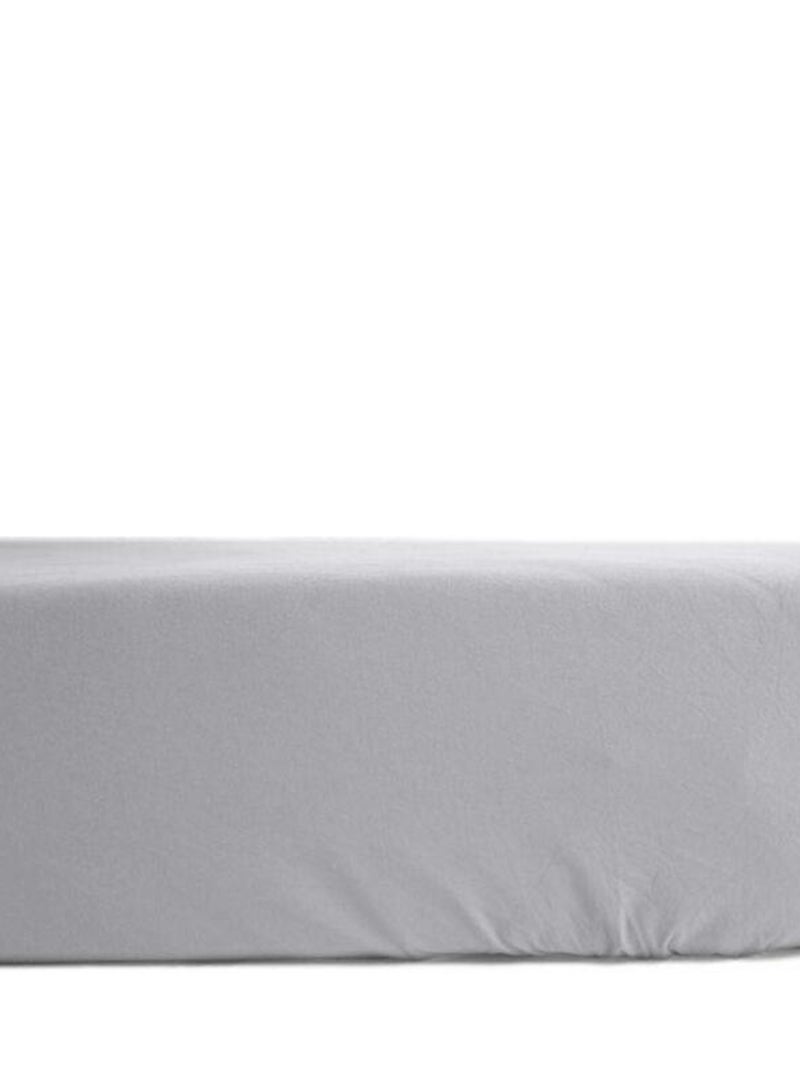 Drap housse percale pur coton peigné longues fibres 80 fils/cm² avec bonnet de 35 cm Vent du sud Gris clair - Kiabi