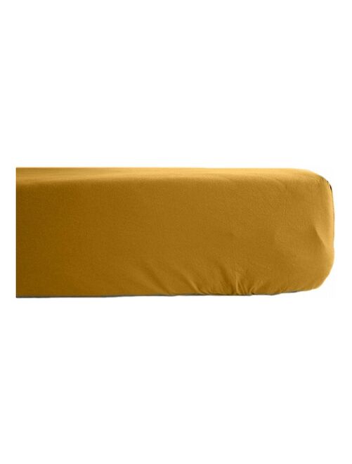 Drap housse percale pur coton peigné longues fibres 80 fils/cm² avec bonnet de 35 cm Vent du sud - Kiabi