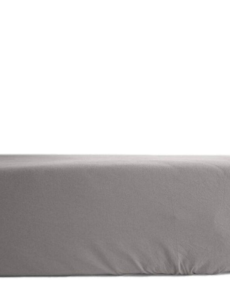 Drap housse percale pur coton peigné longues fibres avec bonnet de 35 cm Vent du sud - C Gris - Kiabi