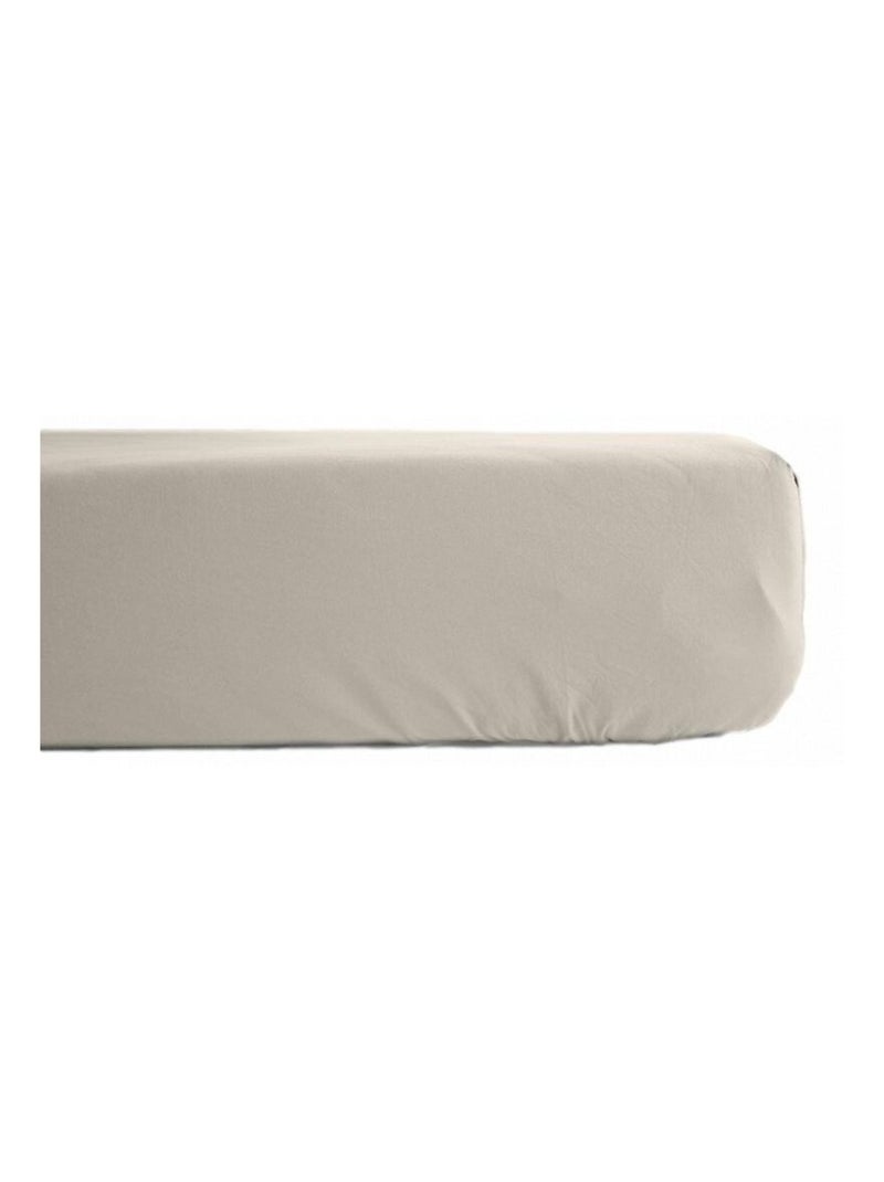 Drap housse percale pur coton peigné longues fibres avec bonnet de 35 cm Vent du sud - I Ivoire - Kiabi