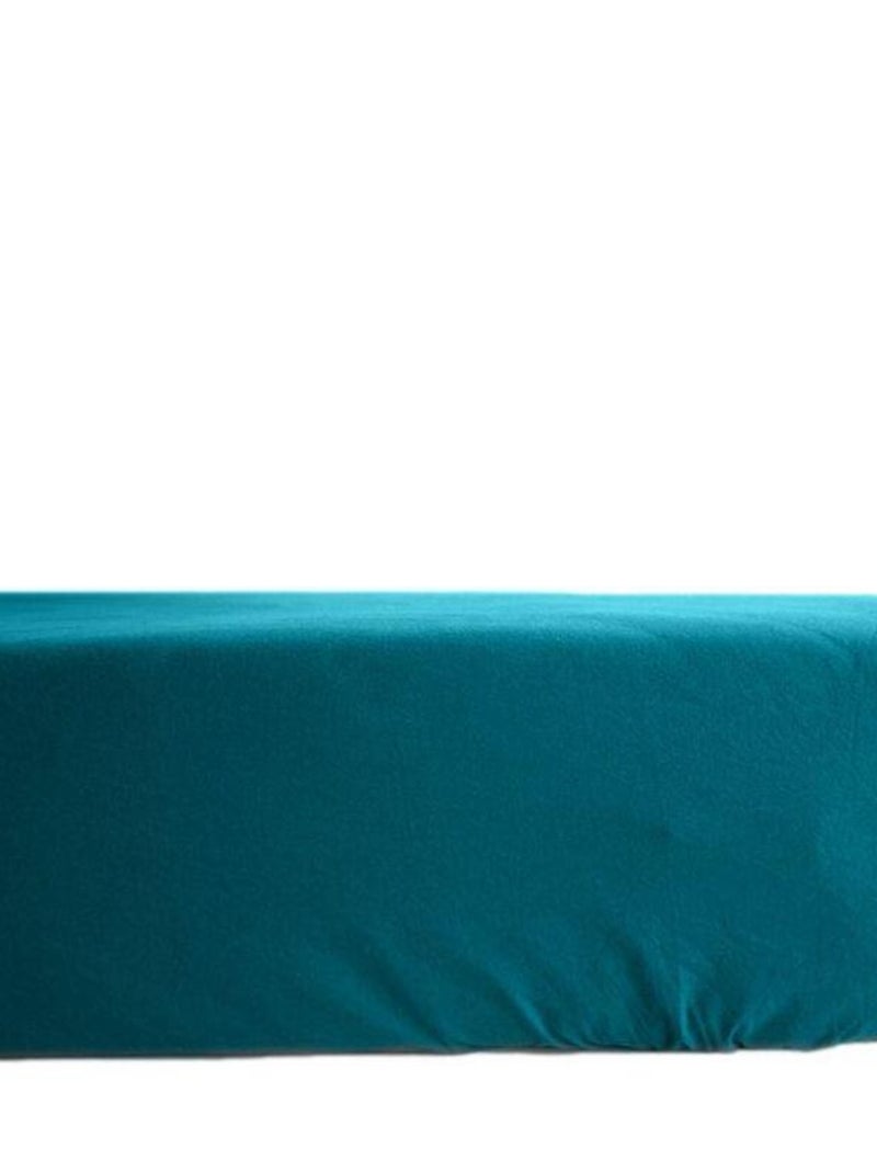 Drap housse percale pur coton peigné longues fibres avec bonnet de 35 cm Vent du sud - O Bleu - Kiabi