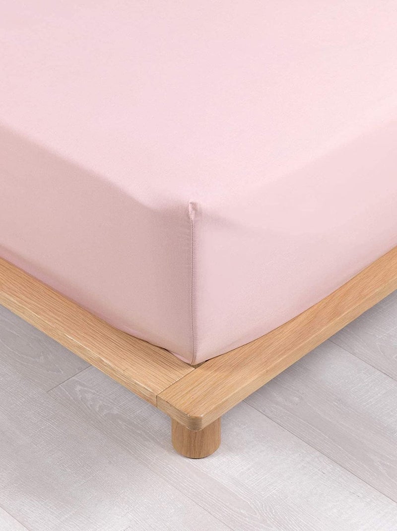 Drap-housse percale rose 140 x 190 cm avec bonnet - Promo Linge Rose - Kiabi