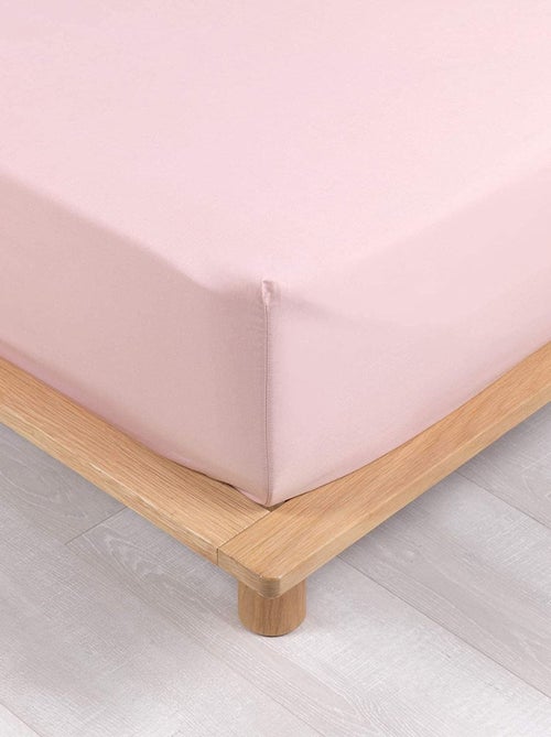 Drap-housse percale rose 90 x 190 cm avec bonnet - Promo Linge - Kiabi