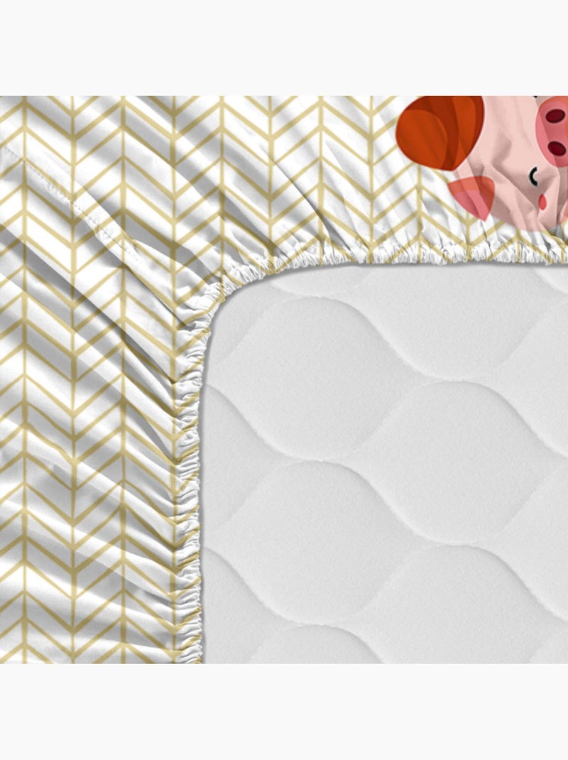 Drap-housse Piggys "Happyfriday" Blanc - Kiabi