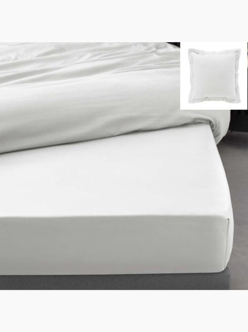 Drap housse qualité hôtel + 2 taies en percale 78 fils - Kiabi