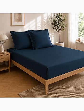 Drap housse qualité hôtel + 2 taies en percale 78 fils