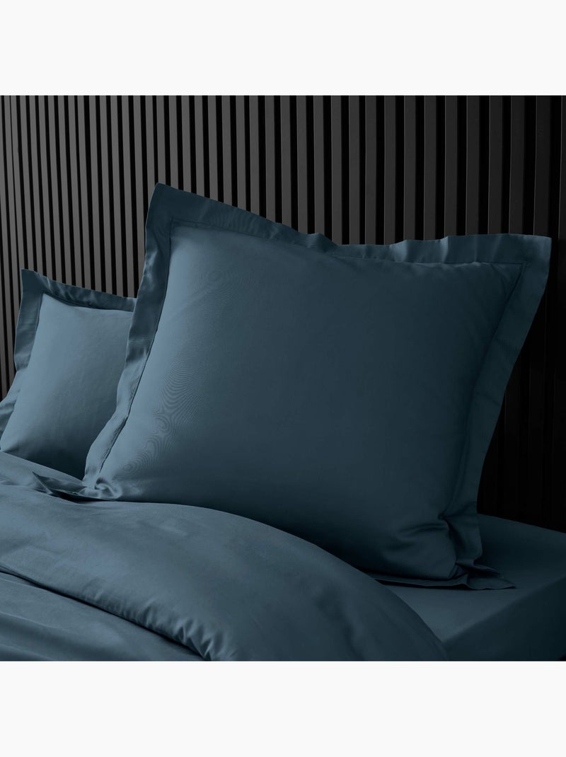 Drap housse qualité hôtel + 2 taies en percale 78 fils Bleu nuit - Kiabi