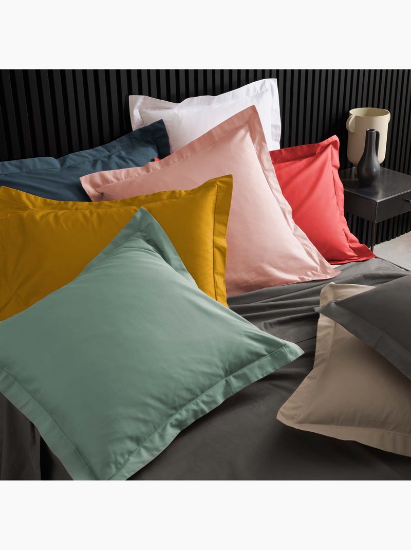 Drap housse qualité hôtel + 2 taies en percale 78 fils Bleu nuit - Kiabi