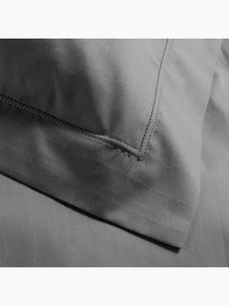 Drap housse qualité hôtel + 2 taies en percale 78 fils Gris Acier - Kiabi