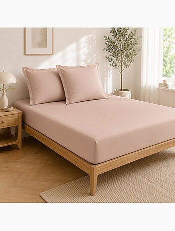 Drap housse qualité hôtel + 2 taies en percale 78 fils