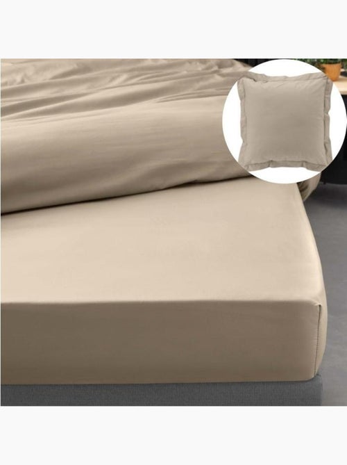 Drap housse qualité hôtel + 2 taies en percale 78 fils - Kiabi Drap housse qualité hôtel + 2 taies en percale 78 fils - Kiabi