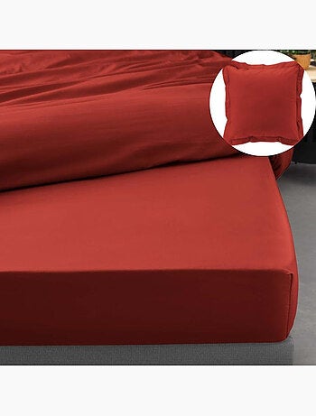 Drap housse qualité hôtel + 2 taies en percale 78 fils