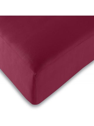 Drap housse Rouge 200 x 200 cm / 100% coton / 57 fils/cm² "King size" - Rouge - 200 x 200 cm "King s