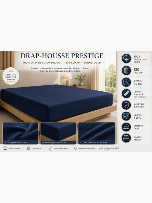 Drap-housse – satin de coton 120 fils/cm² – bonnet 30 cm - Kiabi Drap-housse – satin de coton 120 fils/cm² – bonnet 30 cm - Kiabi