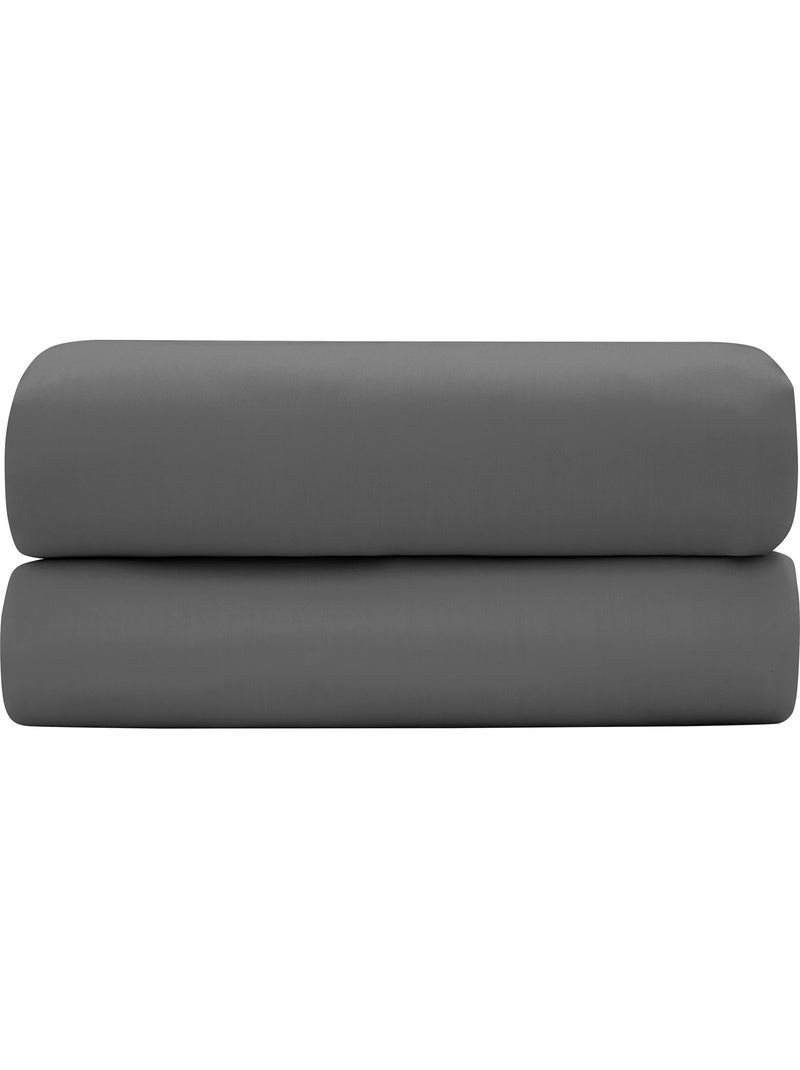 Drap-housse – Satin de coton 120 fils/cm² – Bonnet 30 cm gris anthracite - Kiabi