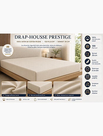 Drap-housse – Satin de coton 120 fils/cm² – Bonnet 30 cm