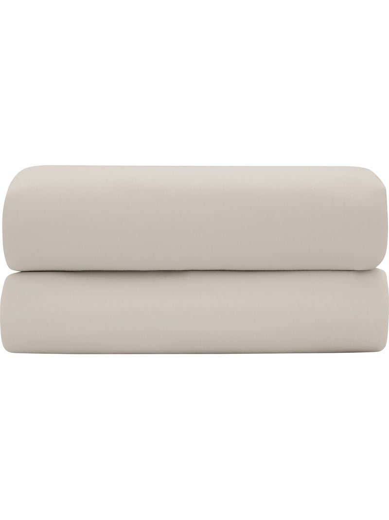 Drap-housse – Satin de coton 120 fils/cm² – Bonnet 30 cm Sable - Kiabi