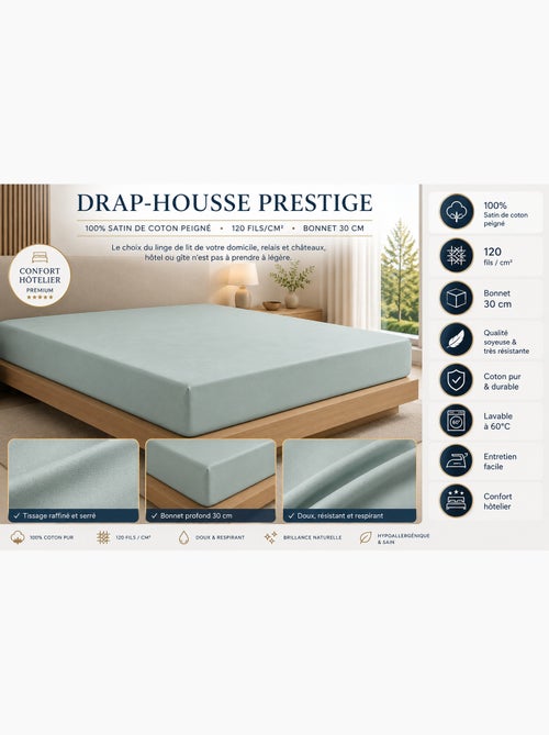 Drap-housse – satin de coton 120 fils/cm² – bonnet 30 cm - Kiabi Drap-housse – satin de coton 120 fils/cm² – bonnet 30 cm - Kiabi