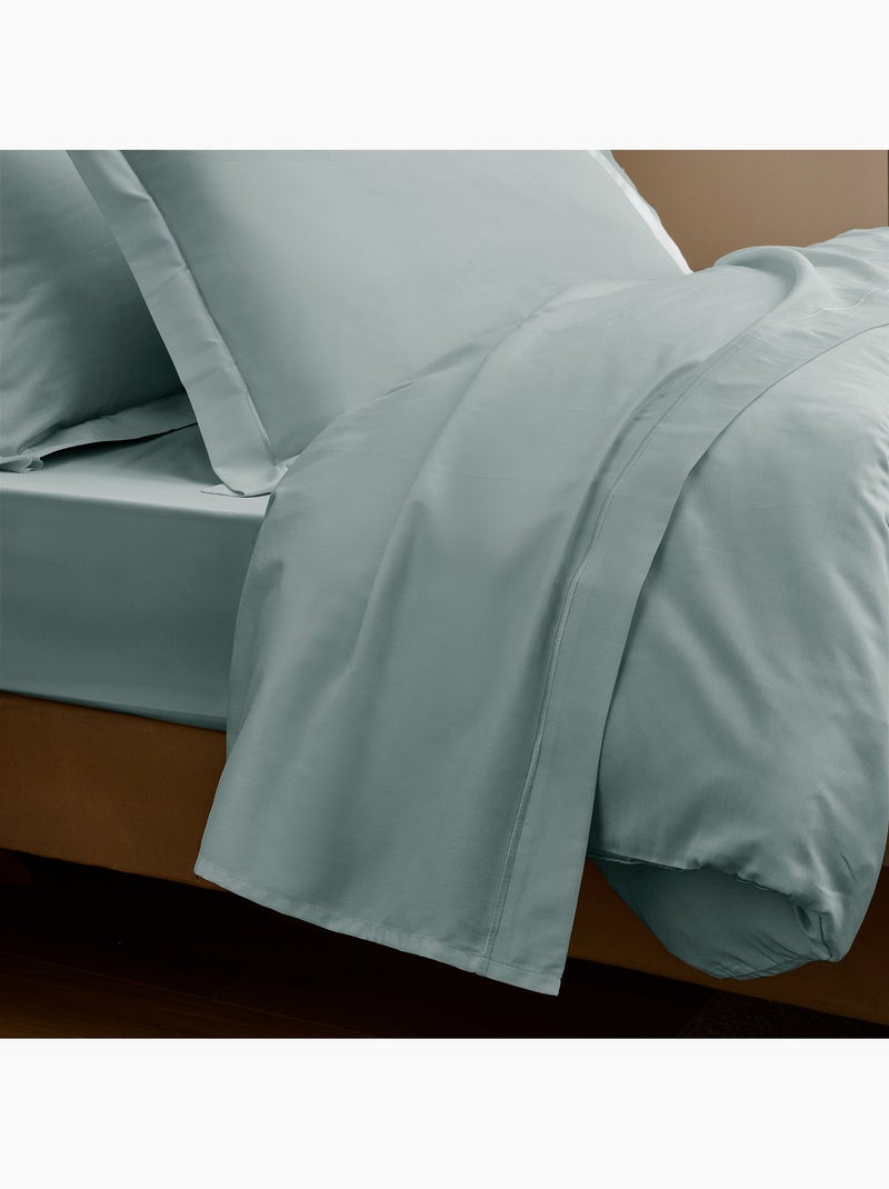 Drap-housse – satin de coton 120 fils/cm² – bonnet 30 cm Vert clair - Kiabi