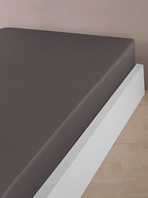 Drap housse satin de coton anthracite - Kiabi