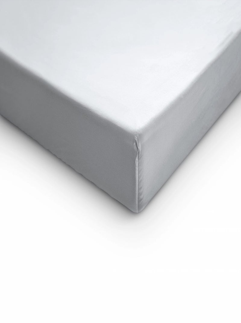 Drap Housse Satin de Coton Blanc Blanc - Kiabi