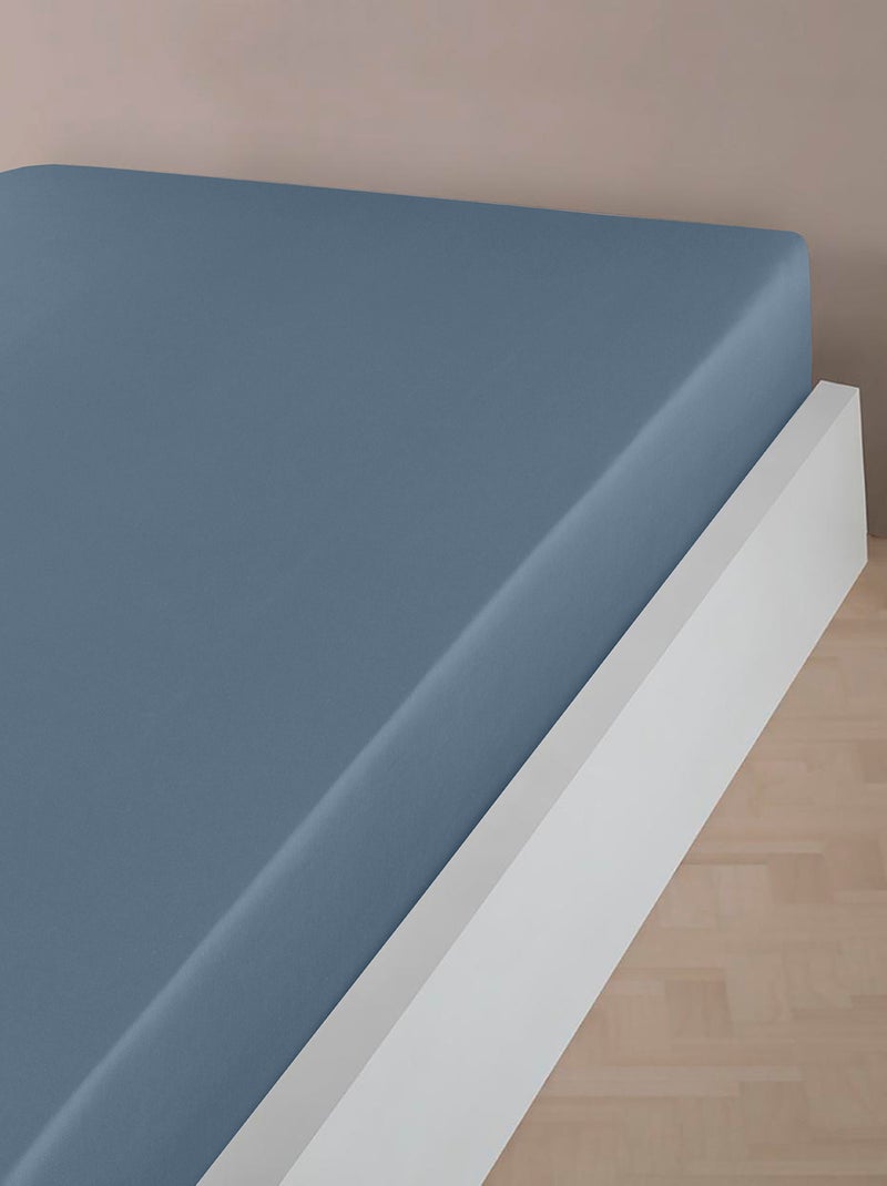 Drap housse satin de coton bleu Bleu - Kiabi