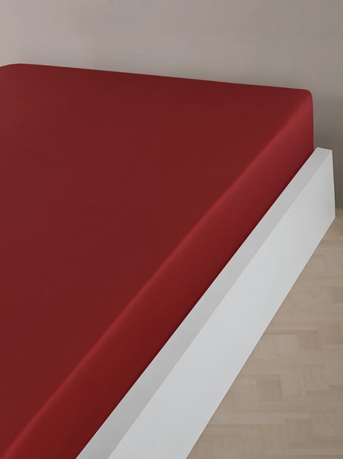 Drap housse satin de coton bordeaux - Kiabi Drap housse satin de coton bordeaux - Kiabi