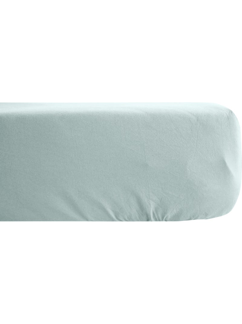 Drap housse satin de coton CONCERTO Vert anis - Kiabi