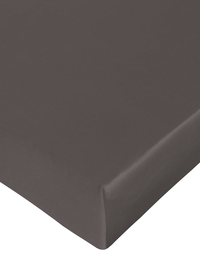 Drap housse satin de coton gris anthracite - Kiabi