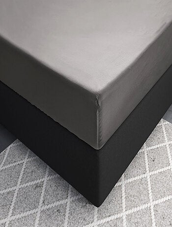 Drap Housse Satin de Coton Gris Argent