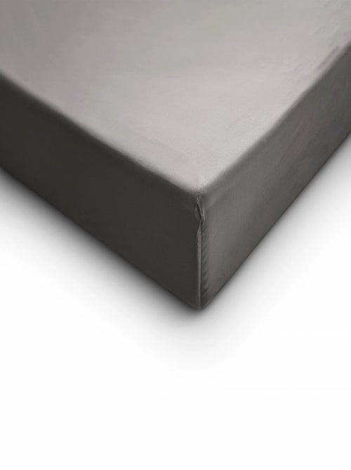 Drap Housse Satin de Coton Gris Argent - Kiabi