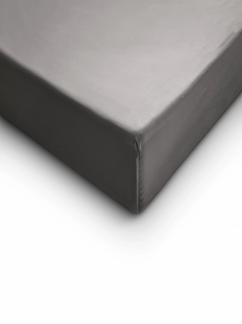 Drap Housse Satin de Coton Gris Argent Gris - Kiabi