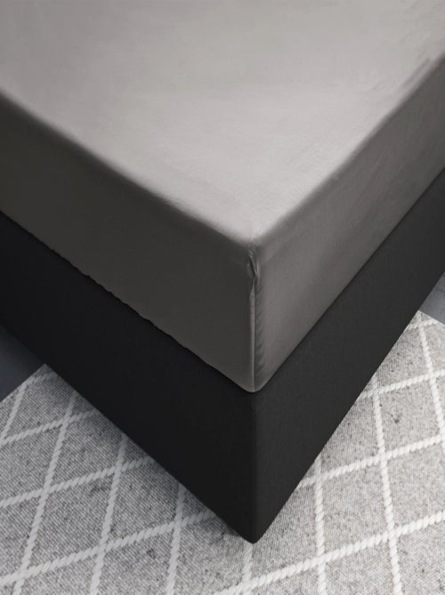 Drap Housse Satin de Coton Gris Argent - Kiabi
