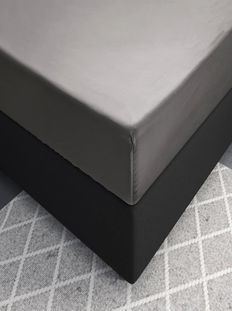 Drap Housse Satin de Coton Gris Argent Gris - Kiabi